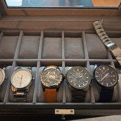 5-Watch Collection Bundle with 12-Slot Display Box (Boderry Titanium, Casio Edifice, CK, Newbridge)