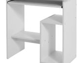 _Computer Desk with Keyboard Tray and Open Compartments (white)