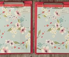 Mini Pink Clipboards with Floral Notepad