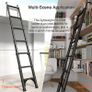 Aluminum Telescoping Ladder, 2.9M/9.5FT Portable Extension Ladder with 2 Detachable Hooks Extendable Folding Anti-Slip Loft Ladder with Certificate EN 131, Black Image 4