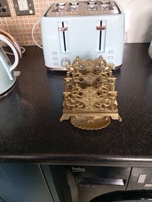 Antique Rococo brass letter holder