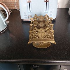 Antique Rococo brass letter holder