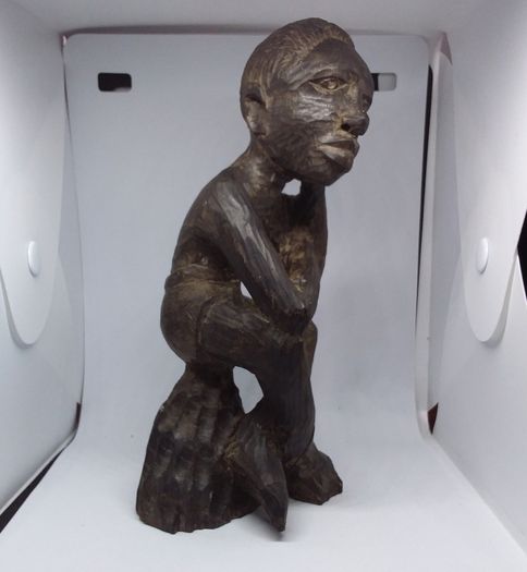 Pair of Vintage Handcarved Wooden African Tribal Figures ( Male )