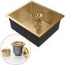 Stainless Steel Kitchen Sink, 50 x 43cm, Undermount Kitchen Sink Drop in, Topmount Single Bowl Outdoor Campervan Sink with Drainer Fittings Image 7