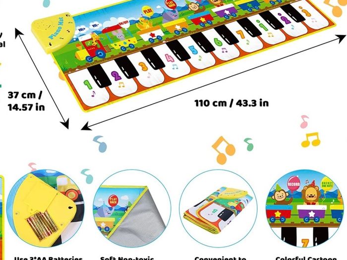 Kids Piano Mat, Music Mat with 8 Animal Sounds & 3 Instrument Sounds & 10 study cards, Baby Piano Music Mat Educational toys for boys, girls, Toddler (FREE POSTAGE)