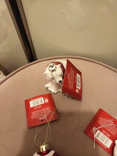 3 x christmas baubles with tags