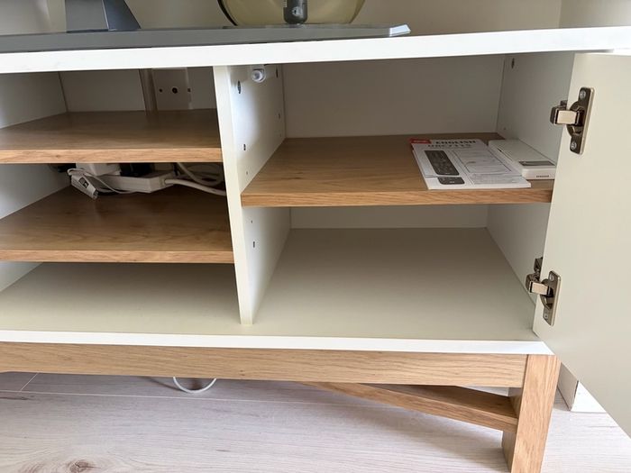 2 Units: Large Sideboard + TV Unit - White & Oak Effect