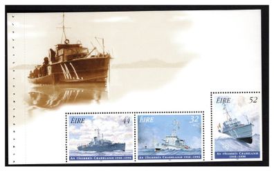 1996 Ireland 50 Years of Irish Naval Service Stamp Pane featuring M1 Irish motor torpedo boat Mint Never Hinged (MNH). Hibernian HP89