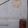 Penny Red On - Front Piece with Very Scarse SZ Crown Postal Mark 1855 Image 2
