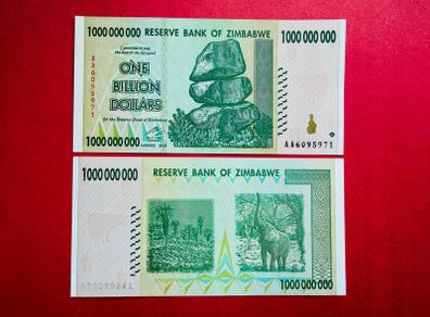Zimbabwe  1  Billion  Dollars. 2008. VERIFIED UNDER UV LIGHT ( Uncirculated )