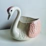 Vintage Style Pink & White Ceramic Swan Planter Vase 21cm Image 3