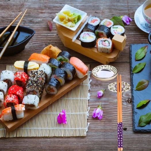 Brand New Ceramic Sushi Cutlery Set for four People with Chopstick Holder