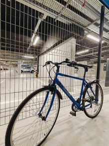 Navy blue hybrid road bike