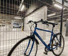 Navy blue hybrid road bike