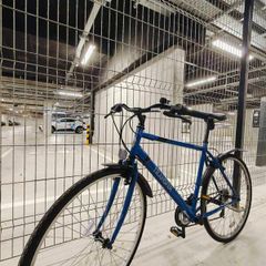 Navy blue hybrid road bike