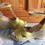 RIVER ISLAND Ladies suede mustard yellow high wedge sandals size 5 Image 4