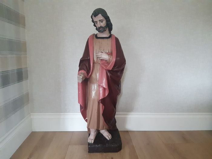 Large Vintage Solid Wood Sculpture Santo