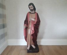 Large Vintage Solid Wood Sculpture Santo
