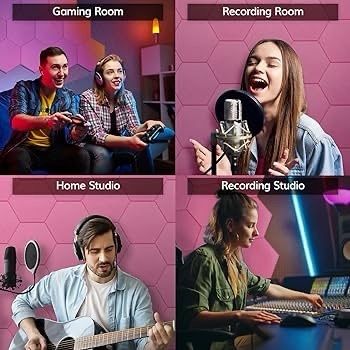 NEW SALE | 12 Pack Hexagon Acoustic Panels Self-adhesive, 30x26x0,9cm High Density Sound Proof Panels