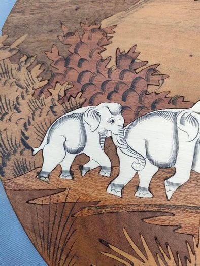 2 X Vintage Indian Rosewood Marquetry panels