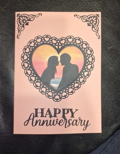 Handmade card - romantic sunset design