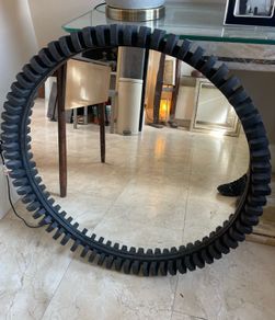 Ex Homesense - Lovely Black Circular Wooden Framed Mirror - Can Deliver