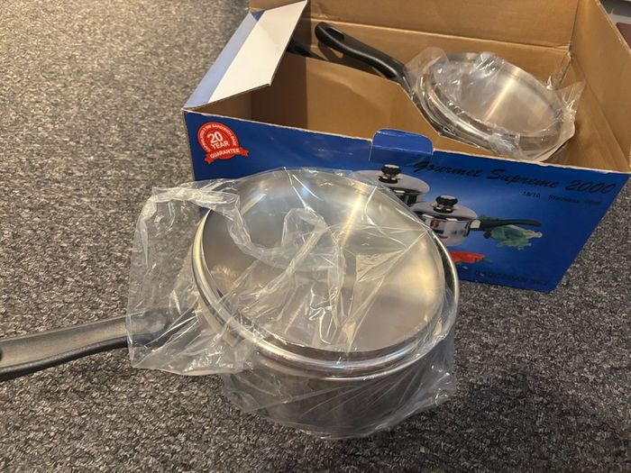 Brand New / Unused Gourmet Supreme 3-Piece Stainless Steel Saucepan Set (Open Box)