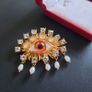 All-Seeing Eye Crystal Brooch Surrealistic Eye Pin Badge with Crystals Pin Mystical Spiritual Jewellery Image 4