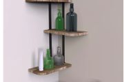BRAND NEW Rustic Industrial Wood Shelf Wall Mount Corner Rack Display Decor Organizer for Bedroom Kitchen Bathroom