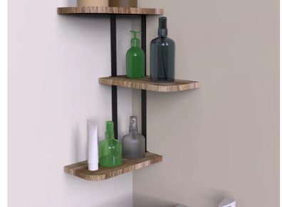 BRAND NEW Rustic Industrial Wood Shelf Wall Mount Corner Rack Display Decor Organizer for Bedroom Kitchen Bathroom