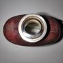 Antique glass hip flask leather bound with  silver plated screw top Image 7