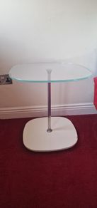 Glass & white modern bedside tables x2