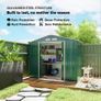 7ft x 4ft Lockable Garden Shed Large Patio Roofed Tool Metal Storage Building Foundation Sheds Box Outdoor Furniture, Green Image 2