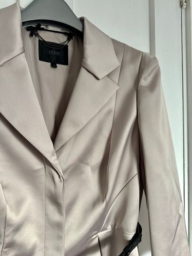 Coast mother of the bride groom champagne satin skirt suit UK12