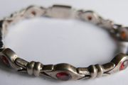Vintage Natural Garnet and Sterling Silver 925 Bracelet, hallmarked Bracelet. length 7,5" - 26,1g