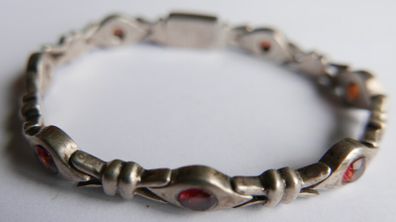 Vintage Natural Garnet and Sterling Silver 925 Bracelet, hallmarked Bracelet. length 7,5" - 26,1g