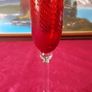 3 Piece Ruby Red Stemmed Swirl Champagne Flutes / Glasses Image 7