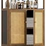 Rattan Bathroom Floor Cabinet, Bamboo Storage Cupboard with 2 Doors, Freestanding Living Room Sideboard, Space Saving Entryway Storage Unit, Walnut Image 3
