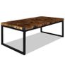 Coffee Table Teak Resin 110x60x40 cm Black and Brown Image 3