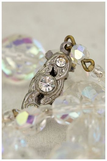 Vintage Aurora Borealis Crystal Bead Necklace Art Deco Bridal Jewellery