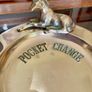 Vintage "Pocket Change" Embossed Brass Coin Trinket Valet Dish Desk Tray Money Pin Dish Image 2
