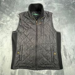 Lauren Ralph Lauren Womens Gilet Size M Black Quilted Bodywarmer - Ribbed