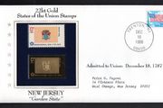 1988 USA New Jersey "Garden State" 22kt Gold Replica of the 1976 United States Flag Stamps showing 25c US flag definitive tied Trenton, New Jersey (state capital) illustrated cover