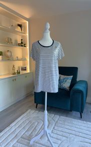 Ladies Navy & White Stripped Regatta Short Sleeved Tee Shirt