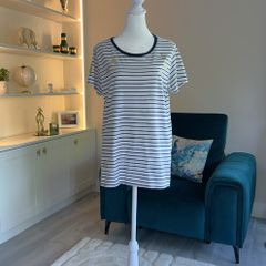 Ladies Navy & White Stripped Regatta Short Sleeved Tee Shirt