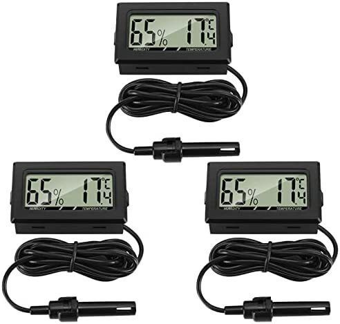 FREE EXPRESS SHIPPING Digital Thermometer Hygrometer with Probe Thermometers Temperature Humidity Gauge Meter for Reptile Incubator Poultry Office Living Room 3PCS