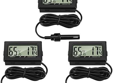 FREE EXPRESS SHIPPING Digital Thermometer Hygrometer with Probe Thermometers Temperature Humidity Gauge Meter for Reptile Incubator Poultry Office Living Room 3PCS