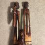 3 Vintage Hand Carved African Pencil Thin Tall Hand Painted Figures 12.5" Image 10