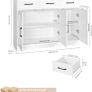 Sideboard, Kitchen Cabinet with 3 Drawers and 3 Doors for Kitchen, Buffet Cabinet with Worktop for Dining Room, Living Room, Wood, White & Brown Image 2