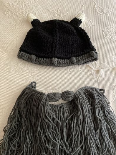 Hand Knitted Fancy Dress Halloween Viking Hat and Beard